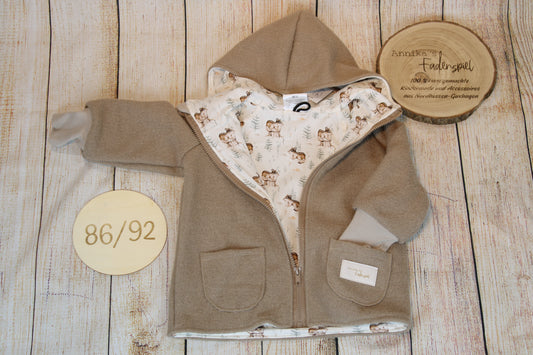 Wollwalkjacke Beige mit Eichhörnchen